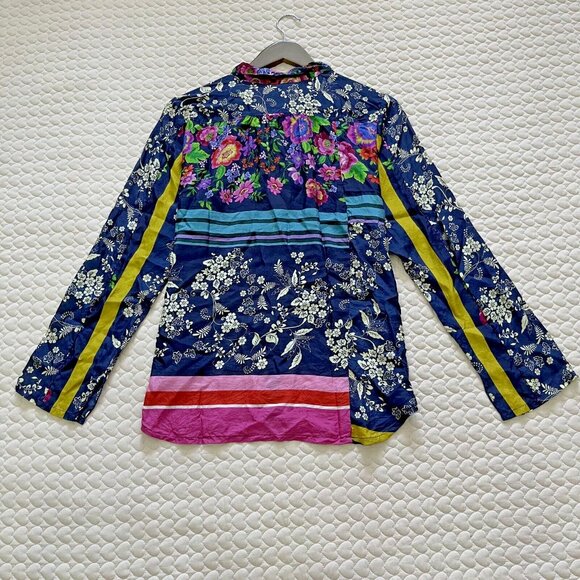 $349 NWD Johnny Was Silk Floral Long Sleeves Blouse Size S - Picture 8 of 11